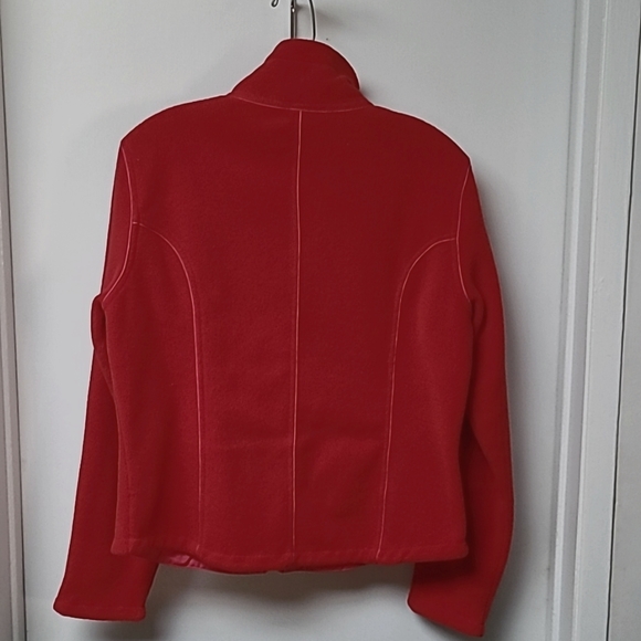 Vintage Moda Int red waist length zip up fleece jacket - Picture 3 of 4